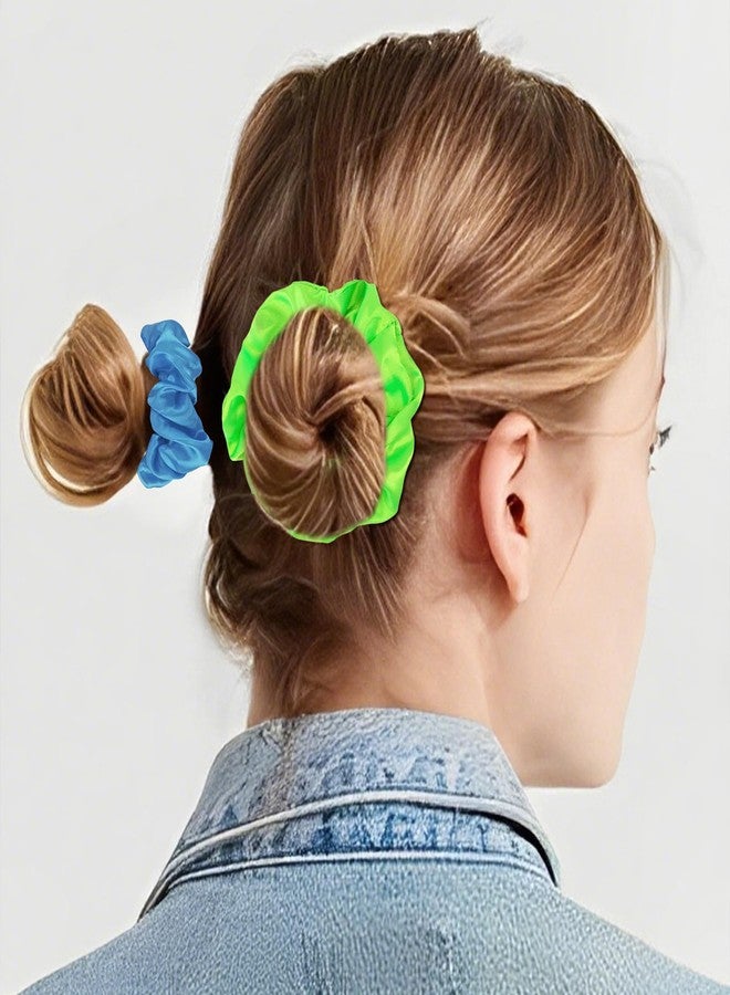KICOSY 12 Pack Neon Scrunchies in 6 Colors - Satin Soft Hair Ties, Ideal for 80s/90s Looks, Glow Party & Daily Style - Image 3